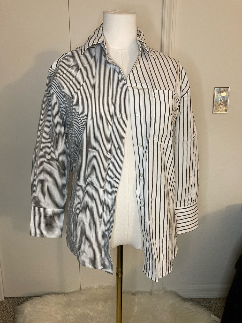 Banana Republic Black & White Stripe Button-Down Shirt